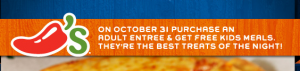 Up to Two Free Kids’ Meals at Chili’s: Halloween Only