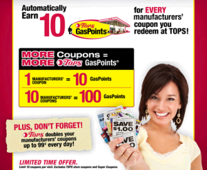 Earn 10 GasPoints at Tops For Every Coupon You Redeem!