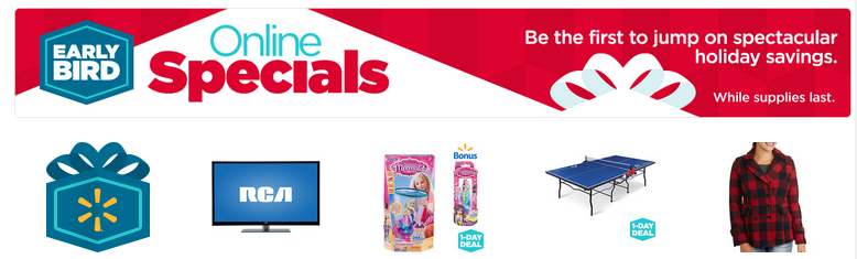 Walmart Online Early Bird Specials | Great Holiday Savings on Toys, Electronics, and MORE!