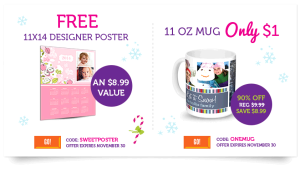 Free 11X14 Custom Photo Poster OR 11 OZ Photo Mug For Just $1!
