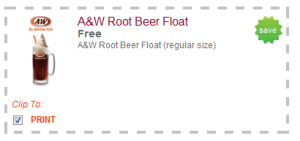 Free A&W Root Beer Float Coupon
