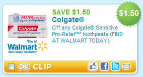 FREE Travel Size Colgate Sensitive Pro-Relief Toothpaste at Walmart