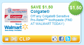 FREE Travel Size Colgate Sensitive Pro-Relief Toothpaste at Walmart FREE Travel Size Colgate Sensitive Pro-Relief Toothpaste at Walmart