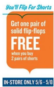 Old Navy: Free flip flops w/purchase of shorts + 30% off printable coupon