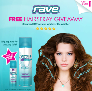FREE Rave Hairspray (Limited Available) 12:00 Noon Pacific Time!