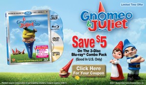 $5 Off Gnomeo and Juliet Coupon & Best Buy Deal
