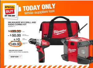 Milwaukee 12-Volt Cordless 3/8 in. Drill/Radio Combo Kit for $144 Shipped (Today Only)