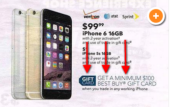 $100 Gift Card With ANY iPhone Trade In! Possible Free iPhone 6!