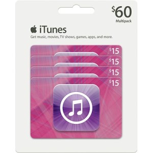 $60 in iTunes Only $51.99 For BJ’s members ($54.59 for Nonmembers)
