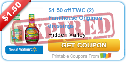 Hidden Valley Salad Dessings Printable Coupons