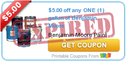 Benjamin Moore Printable Coupons | Save $5 off One Gallon!