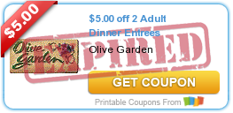 $5 Off 2 Olive Garden Dinner Printable Coupon