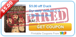 $5 Off Duck Dynasty Seasons 1 – 3 DVD Collection Printable Coupon