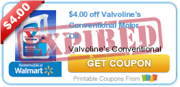$4 Off Valvoline Conventional Motor Oil