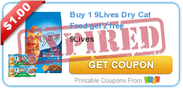 Get Two FREE 9Lives Wet Food wyb One Dry Food!