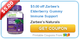 New High Value Coupon or Zarbee’s Zarbee’s Elderberry Gummy Immune Support