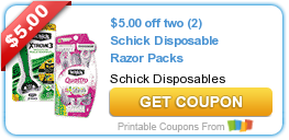 $7 in New Schick Coupons!