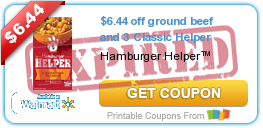 $1 Off Hamburger Helper and $6.44 Off Ground Beef!