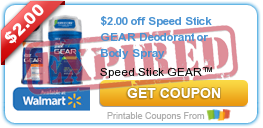 Speed Stick Gear Deodorant or Body Spray As Low As Free With New Coupon!