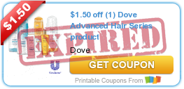 $1.50/1 Dove Advanced Hair Series Product!