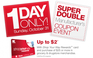 Kmart Trick or Treat: Super Double Coupons on 10/31 ONLY