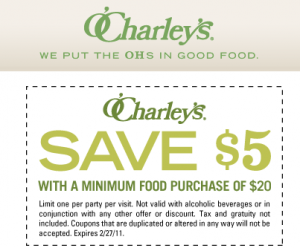 $5/20 Coupon for O’Charley’s + More Restaurant Deals