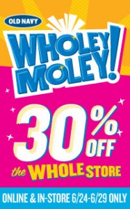 Old Navy: 30% off Online and In-Store