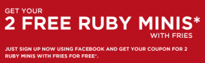 Two Free Ruby Tuesday Mini Burgers and Fries
