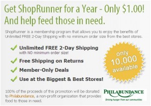 One Year ShopRunner Membership for $1