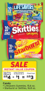 Walgreens: Skittles, LifeSavers or Starburst for $0.50 per Bag
