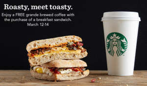 Free Starbucks Coffee with a Breakfast Sandwich Purchase