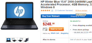 HP Winter Blue 15.6″ Laptop Only $248.00 Free Shipping or Store Pickup