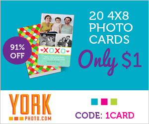 York Photo: 20 4×8 Photo Cards for $1 + Shipping (22 cents each)