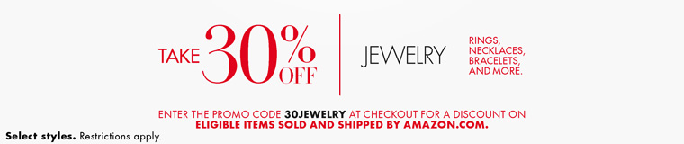 Take 30% Off Jewelry at Amazon!
