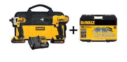 DeWALT Cordless Drill/Driver, Impact Driver, and Mechanic’s Tool Set Only $189.00!