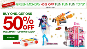 Target Green Monday: BOGO 50% off or 40% off TOYS!!