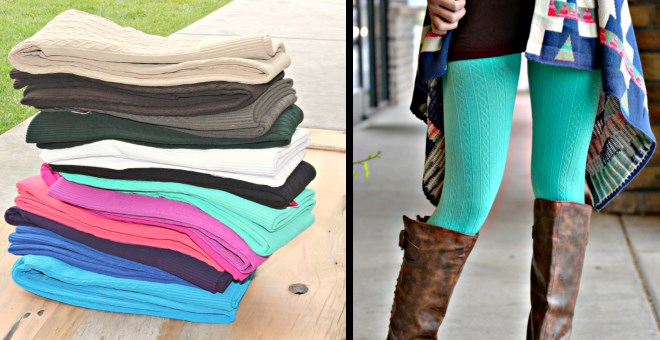 Cable Textured Fleece Lined Leggings Only $5.99 | Lots of Colors!