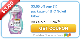 New Coupon for $3 Off BIC Soleil Glow!