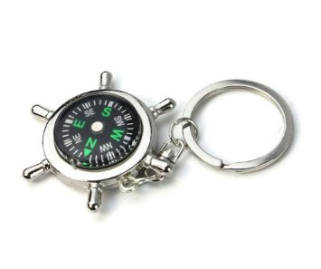 Silver Helm Shaped Compass Keychain Only $2.65 Shipped