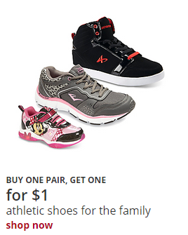 Athletic Shoes for the Family BOGO for $1!