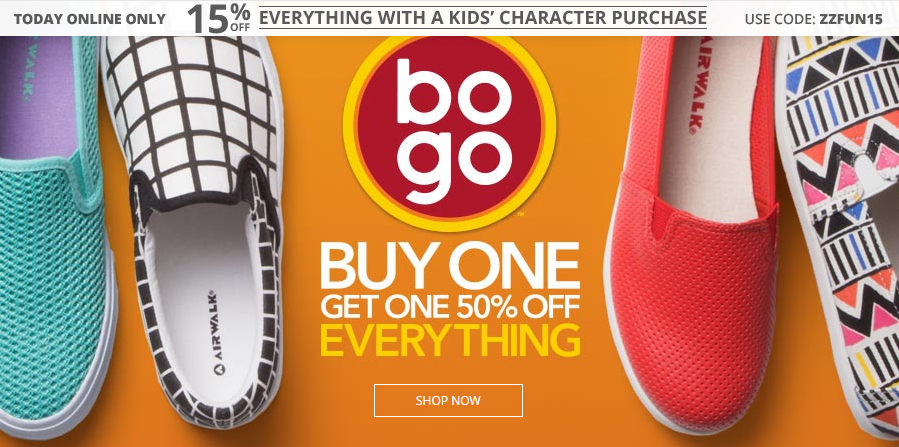 Payless BOGO 50% Off + Extra 15% Off With Kids’ Character Purchase!