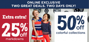 50% off New Collections + Extra 25% off Clearance at Gymboree!
