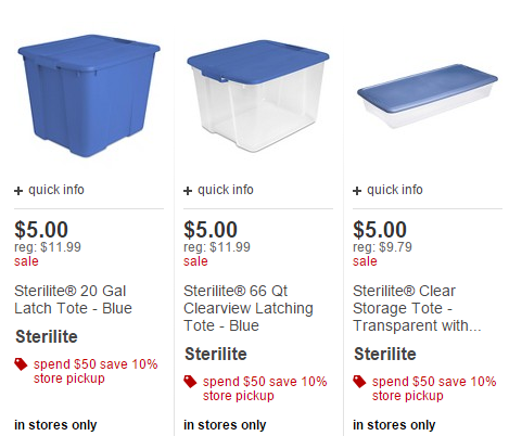 Sterlite Totes Only $5 + Free Store Pickup + EXTRA Discounts!