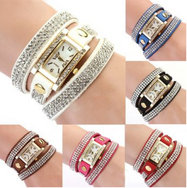 Women’s Square Dial Rhinestone Wrap Watch Only $4.69 Shipped!