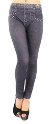 Amour Women’s Denim Look Ripped Faux Jean Leggings $9.97 Shipped!