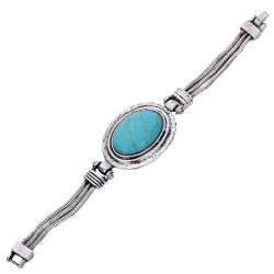 Vintage Turquoise Tibetan Silver Bangle Bracelet $6.86 Shipped