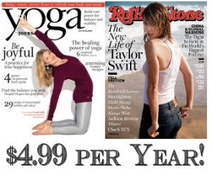 Yoga Journal and Rolling Stone Magazine Just $4.99/yr Each!