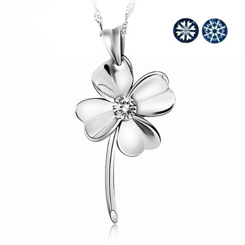 Silver Four Leaf Clover and Crystal Necklace Only $2.75 + $.85 Shipping!