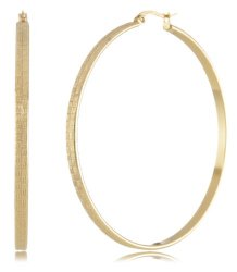 Stainless Steel 18Kt Gold Plated Hoops with Fancy Design Earrings $9.32 (originally $26.99)