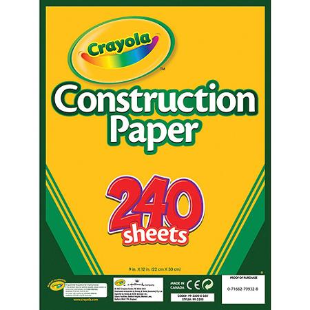 240 Sheets of 9×12 Crayola Construction Paper—$4.96 + Free Pickup!
